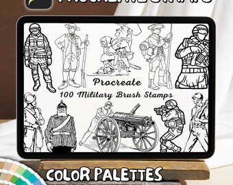 100 Military Brush Stamps | Procreate Military Brush Stamps | Military Procreate Stamps | Procreate Military Stamps | Procreate Military