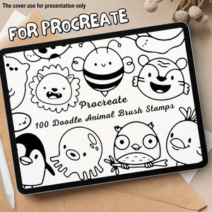 100 Doodle Animal Brush Stamps | Procreate Doodle Animal Brush Stamps | Doodle Animal Procreate Stamps | Procreate Doodle Animal Stamps