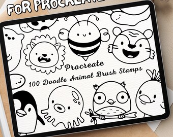 100 Doodle Animal Brush Stamps | Procreate Doodle Animal Brush Stamps | Doodle Animal Procreate Stamps | Procreate Doodle Animal Stamps