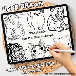 100 Cat Brush Stamps | Procreate Cat Brush Stamps | Cat Procreate Stamps | Procreate Cat Stamps | Procreate Cat | Procreate Stamps