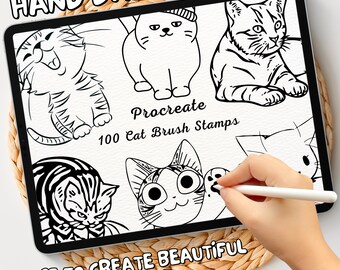 100 Cat Brush Stamps | Procreate Cat Brush Stamps | Cat Procreate Stamps | Procreate Cat Stamps | Procreate Cat | Procreate Stamps