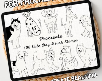 100 Cute Dog Brush Stamps | Procreate Cute Dog Brush Stamps | Cute Dog Procreate Stamps | Procreate Cute Dog Stamps | Procreate Cute Dog