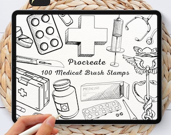 100 Medical Brush Stamps | Procreate Medical Brush Stamps | Medical Procreate Stamps | Procreate Medical Stamps | Procreate Medical