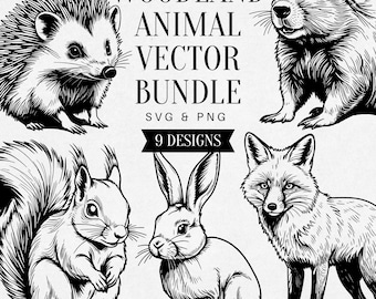 Vintage Woodland Animal SVG, Realistic Forest Creature PNG Clipart, Wildlife Illustration, Vector Art, Tattoo Design, Commercial Use