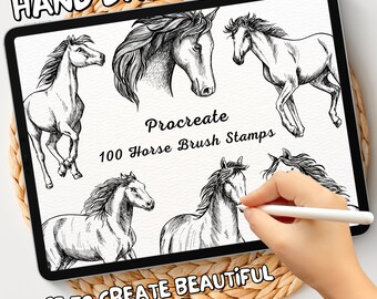 100 Horse Brush Stamps | Procreate Horse Brush Stamps | Horse Procreate Stamps | Procreate Horse Stamps | Procreate Horse | Procreate Stamps