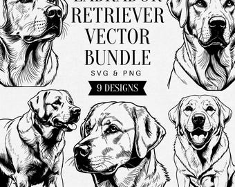 Vintage Labrador Retriever SVG, Realistic Dog PNG Clipart, Pet Illustration, Animal Vector Art, Tattoo Design, Commercial Use