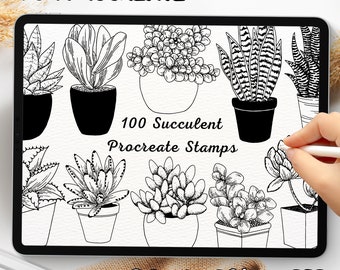 100 Succulent Brush Stamps | Procreate Succulent Brush Stamps | Succulent Procreate Stamps | Procreate Succulent Stamps | Procreate Stamps