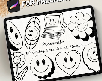 100 Smiley Face Brush Stamps | Procreate Smiley Face Brush Stamps | Smiley Face Procreate Stamps | Procreate Smiley Face Stamps