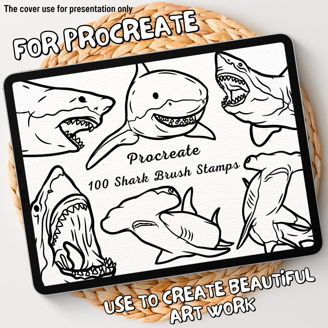 100 Shark Brush Stamps | Procreate Shark Brush Stamps | Shark Procreate ...