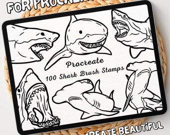 100 Shark Brush Stamps | Procreate Shark Brush Stamps | Shark Procreate Stamps | Procreate Shark Stamps | Procreate Shark | Procreate Stamps