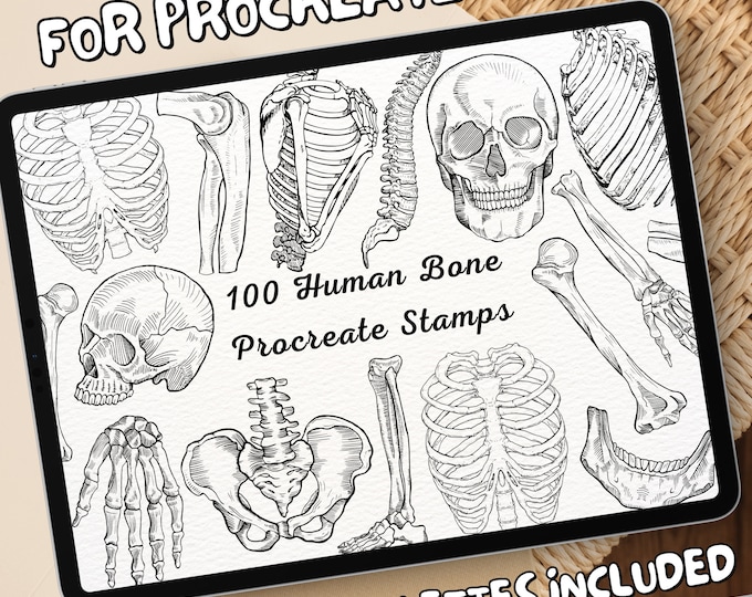 Featured listing image: 100 Human Bone Brush Stamps | Procreate Human Bone Brush Stamps | Human Bone Procreate Stamps | Procreate Human Bone Stamps | Procreate