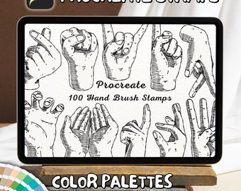 100 Hand Brush Stamps | Procreate Hand Brush Stamps | Hand Procreate Stamps | Procreate Hand Stamps | Procreate Hand | Procreate Stamps
