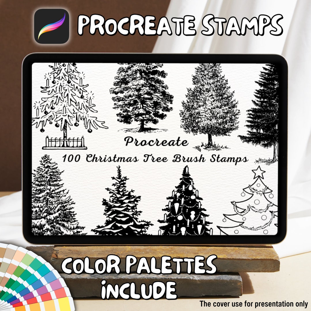 100 Christmas Tree Brush Stamps | Procreate Christmas Tree Brush Stamps ...