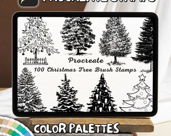 100 Christmas Tree Brush Stamps | Procreate Christmas Tree Brush Stamps | Christmas Tree Procreate Stamps | Procreate Christmas Tree Stamps