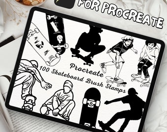 100 Skateboard Brush Stamps | Procreate Skateboard Brush Stamps | Skateboard Procreate Stamps | Procreate Skateboard Stamps