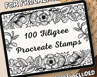 100 Filigree Brush Stamps | Procreate Filigree Brush Stamps | Filigree Procreate Stamps | Procreate Filigree Stamps | Procreate Filigree