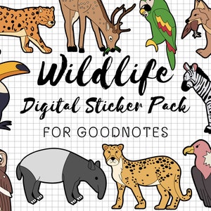Wildlife Goodnotes Stickers | Wildlife Digital Stickers | Wildlife Planner Stickers | Wildlife Pre Cropped Stickers | Wildlife Goodnotes
