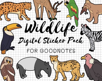 Wildlife Goodnotes Stickers | Wildlife Digital Stickers | Wildlife Planner Stickers | Wildlife Pre Cropped Stickers | Wildlife Goodnotes