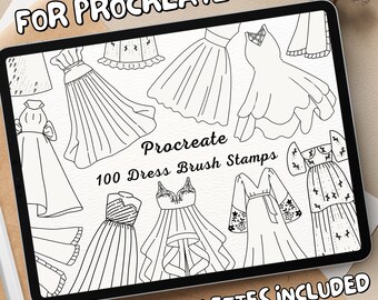 100 Dress Brush Stamps | Procreate Dress Brush Stamps | Dress Procreate Stamps | Procreate Dress Stamps | Procreate Dress | Procreate Stamps