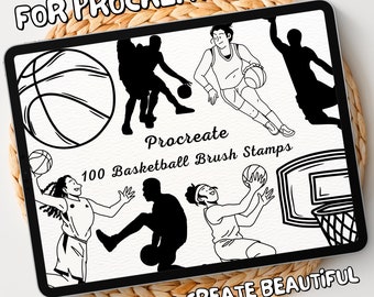 100 tampons de pinceau de basket-ball | Procreate Basketball Brush Stamps | Timbres de procréation de basket-ball | Procréer des timbres de basket-ball