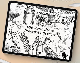 100 Agriculture Brush Stamps | Procreate Agriculture Brush Stamps | Agriculture Procreate Stamps | Procreate Agriculture Stamps | Procreate