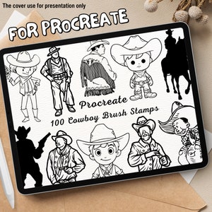 100 Cowboy Brush Stamps | Procreate Cowboy Brush Stamps | Cowboy Procreate Stamps | Procreate Cowboy Stamps | Procreate Cowboy | Procreate