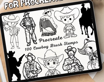 100 Cowboy Brush Stamps | Procreate Cowboy Brush Stamps | Cowboy Procreate Stamps | Procreate Cowboy Stamps | Procreate Cowboy | Procreate