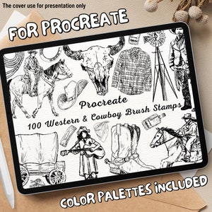 100 Western and Cowboy Brush Stamps | Procreate Western and Cowboy Brush Stamps | Western and Cowboy Procreate Stamps | Procreate Stamps