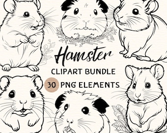 Hamster Clipart Bundle | Hamster Clipart | Hamster Png | Hamster Illustration | Hamster Graphic | Hamster Outline | Hamster Line Art