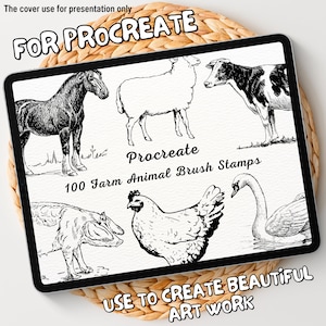 100 Farm Animal Brush Stamps | Procreate Farm Animal Brush Stamps | Farm Animal Procreate Stamps | Procreate Farm Animal Stamps
