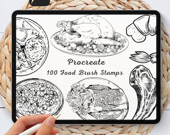100 Food Brush Stamps | Procreate Food Brush Stamps | Food Procreate Stamps | Procreate Food Stamps | Procreate Food | Procreate Stamps