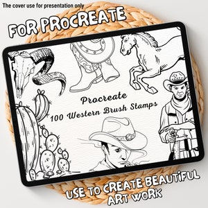100 Western Brush Stamps | Procreate Western Brush Stamps | Western Procreate Stamps | Procreate Western Stamps | Procreate Western