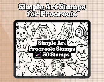 50 Simple Art Procreate Stamps | Simple Art Brush Stamps | Simple Art Stamps | Simple Art Procreate Stamps | Simple and Thick Line