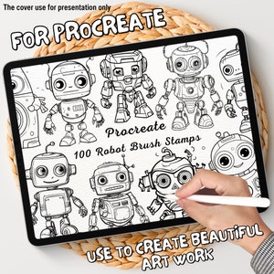 Robot Stamps for Procreate, Digital Futuristic Tech Brushes, Sci-Fi Machine Illustration Tools