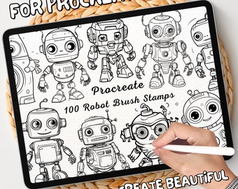 100 Robot Brush Stamps | Procreate Robot Brush Stamps | Robot Procreate Stamps | Procreate Robot Stamps | Procreate Robot | Procreate Stamps