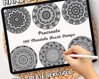 100 Mandala Brush Stamps | Procreate Mandala Brush Stamps | Mandala Procreate Stamps | Procreate Mandala Stamps | Procreate Mandala