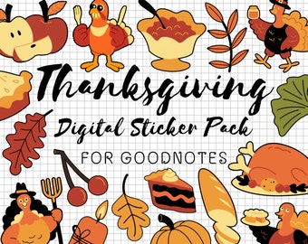 Thanksgiving Goodnotes Stickers | Thanksgiving Digital Stickers | Thanksgiving Planner Stickers | Thanksgiving Pre Cropped Stickers