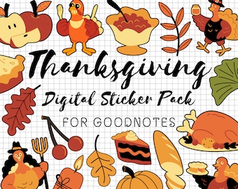 Thanksgiving Goodnotes Stickers | Thanksgiving Digital Stickers | Thanksgiving Planner Stickers | Thanksgiving Pre Cropped Stickers