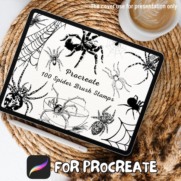 Spider Stamps for Procreate, Digital Halloween Decoration Brushes, Spooky Illustration Tools