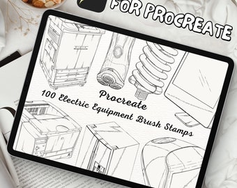 100 Electric Equipment Brush Stamps | Procreate Electric Equipment Brush Stamps | Electric Equipment Procreate Stamps | Procreate Stamps