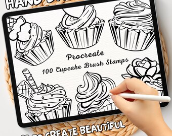 100 Cupcake Brush Stamps | Procreate Cupcake Brush Stamps | Cupcake Procreate Stamps | Procreate Cupcake Stamps | Procreate Cupcake