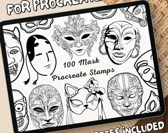 100 Mask Brush Stamps | Procreate Mask Brush Stamps | Mask Procreate Stamps | Procreate Mask Stamps | Procreate Mask | Procreate Stamps