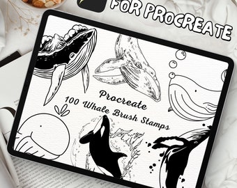 100 Whale Brush Stamps | Procreate Whale Brush Stamps | Whale Procreate Stamps | Procreate Whale Stamps | Procreate Whale | Procreate Stamps