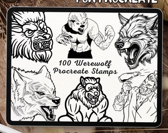 100 Werewolf Brush Stamps | Procreate Werewolf Brush Stamps | Werewolf Procreate Stamps | Procreate Werewolf Stamps | Procreate Werewolf
