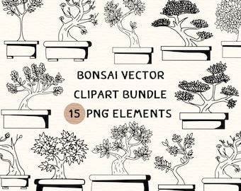 Bonsai Vector Clipart Bundle | Bonsai Vector Clipart | Bonsai Clipart | Cat Png Clipart | Bonsai Png | Cat Png Format | Bonsai Png Bundle