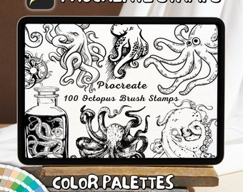 100 Octopus Brush Stamps | Procreate Octopus Brush Stamps | Octopus Procreate Stamps | Procreate Octopus Stamps | Procreate Octopus