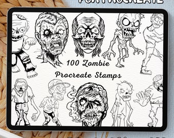 100 Zombie Brush Stamps | Procreate Zombie Brush Stamps | Zombie Procreate Stamps | Procreate Zombie Stamps | Procreate Zombie | Procreate