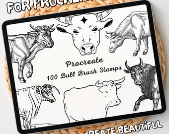 100 Bull Brush Stamps | Procreate Bull Brush Stamps | Bull Procreate Stamps | Procreate Bull Stamps | Procreate Bull | Procreate Stamps