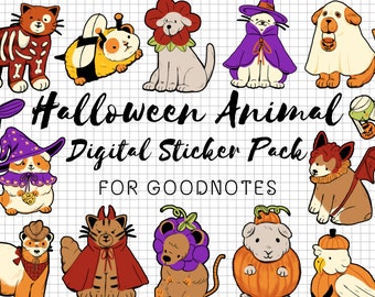 Halloween Animal Goodnotes Stickers | Halloween Animal Digital Stickers | Halloween Animal Planner Stickers | Halloween Animal Goodnotes