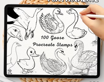 100 Goose Brush Stamps | Procreate Goose Brush Stamps | Goose Procreate Stamps | Procreate Goose Stamps | Procreate Goose | Procreate Stamps